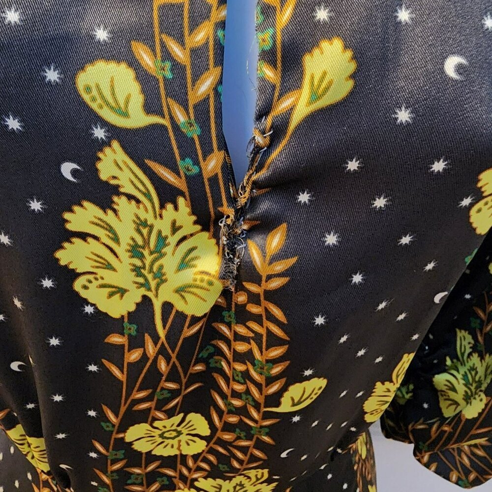 Floral Black and Yellow Women's Dress - Picture 8 of 11